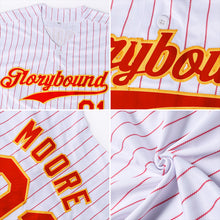 Load image into Gallery viewer, Custom White Red Strip Red-Black Authentic Baseball Jersey
