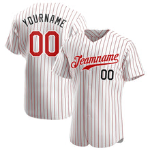 Load image into Gallery viewer, Custom White Red Strip Red-Black Authentic Baseball Jersey
