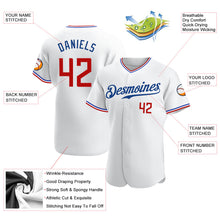 Load image into Gallery viewer, Custom White Red-Royal Authentic Baseball Jersey
