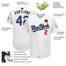 Load image into Gallery viewer, Custom White Royal-Old Gold Authentic Baseball Jersey
