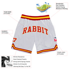 Load image into Gallery viewer, Custom White Red-Gold Authentic Throwback Basketball Shorts
