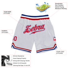 Load image into Gallery viewer, Custom White Red-Royal Authentic Throwback Basketball Shorts
