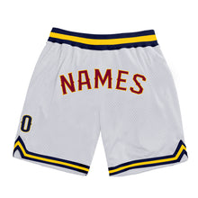 Load image into Gallery viewer, Custom White Maroon-Gold Authentic Throwback Basketball Shorts
