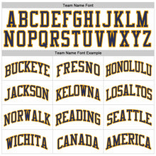 Load image into Gallery viewer, Custom White Navy-Gold Authentic Throwback Basketball Jersey

