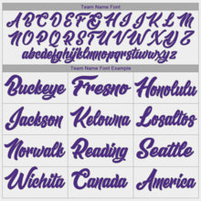 Load image into Gallery viewer, Custom White Purple-Silver Gray Authentic Throwback Basketball Jersey
