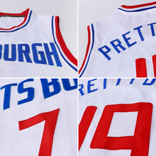 Load image into Gallery viewer, Custom White Red-Royal Authentic Throwback Basketball Jersey
