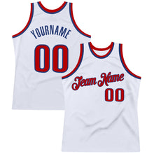 Load image into Gallery viewer, Custom White Red-Royal Authentic Throwback Basketball Jersey
