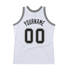 Load image into Gallery viewer, Custom White Black-Silver Gray Authentic Throwback Basketball Jersey
