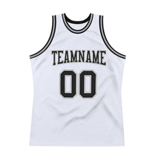 Load image into Gallery viewer, Custom White Black-Silver Gray Authentic Throwback Basketball Jersey
