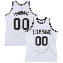 Load image into Gallery viewer, Custom White Black-Silver Gray Authentic Throwback Basketball Jersey
