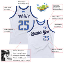 Load image into Gallery viewer, Custom White Blue-Navy Authentic Throwback Basketball Jersey
