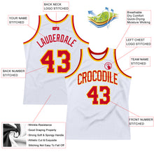 Load image into Gallery viewer, Custom White Red-Gold Authentic Throwback Basketball Jersey
