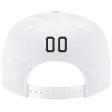 Load image into Gallery viewer, Custom White Black-Gold Stitched Adjustable Snapback Hat
