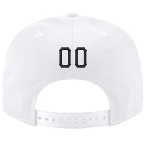 Custom White Black-Gold Stitched Adjustable Snapback Hat