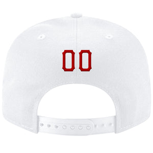 Custom White Red-Black Stitched Adjustable Snapback Hat