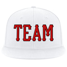 Load image into Gallery viewer, Custom White Red-Black Stitched Adjustable Snapback Hat
