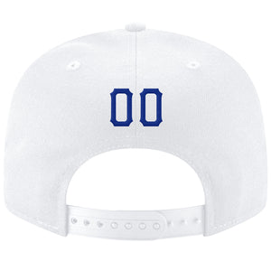 Custom White Royal-Red Stitched Adjustable Snapback Hat