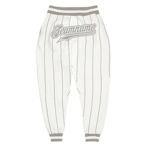 Custom White Gray Pinstripe Gray-White Sports Pants