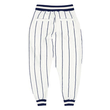Load image into Gallery viewer, Custom White Navy Pinstripe Navy-White Sports Pants
