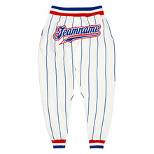 Load image into Gallery viewer, Custom White Royal Pinstripe Royal-Red Sports Pants
