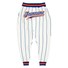 Load image into Gallery viewer, Custom White Royal Pinstripe Royal-Orange Sports Pants
