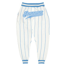 Load image into Gallery viewer, Custom White Light Blue Pinstripe Light Blue-White Sports Pants
