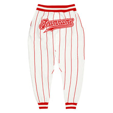 Load image into Gallery viewer, Custom White Red Pinstripe Red-White Sports Pants
